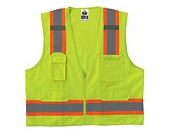 Ergodyne 24075 Glowear 8248Z Type R Class 2 Two-Tone Surveyors Vest, Lime, L/Xl, 1/Each