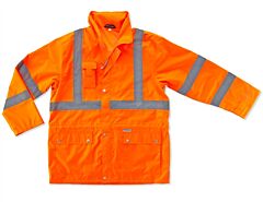Ergodyne 24314 Glowear 8365 Type R Class 3 Rain Jacket, Orange, Large, 1/Each