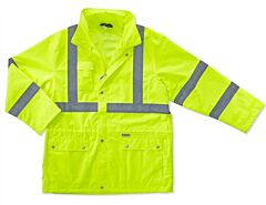Ergodyne 24324 Glowear 8365 Type R Class 3 Rain Jacket, Lime, Large, 1/Each