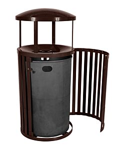 Ex-Cell Sctp-40 D Cof Outdoor Trash Receptacle With Canopy And Door, Steel, 45 Gal. Coffee Gloss