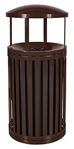 Ex-Cell Sctp-40 D Nd Cof Outdoor Trash Receptacle With Canopy, No Door, Steel, 45 Gal. Coffee Gloss