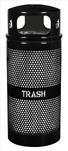 Ex-Cell Wr-34R Dm Black Recp. W/ Dome Top, Steel, 34 Gal. Black Gloss