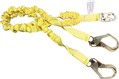 French Creek 424As-135A Stretch Style 100% Tie-Off "Dual-Leg" Tubular Shock Absorbing Web Lanyard, 6 Ft., #74N Locking Snap Hook One End, #135A (2 1/2" Opening) Aluminum Snaps On Other End