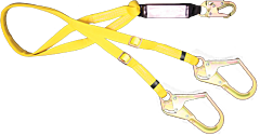 French Creek 447Ab 6' Adjustable Length, Dual-Leg Shock Absorbing 1" Web Lanyard,