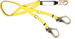 French Creek 447Ab-135A 6' Adjustable Length, Dual-Leg Shock Absorbing 1" Web Lanyard, #74N Locking Snap One End, #135A (2 1/2" Opening) Aluminum Snaps Other Ends