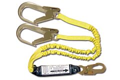 French Creek 447As-135A Stretch Style 6' Dual-Leg Shock Absorbing 1" Web Lanyard, #74N Locking Snap One End, #135A (2 1/2" Opening) Aluminum Snaps Other Ends