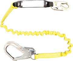 French Creek 457As-135A 6' Stretch Style Shock Absorbing 1 3/8" Web Lanyard, #74N Locking Snap Hook One End, #135A (2 1/2" Opening) Aluminum Snap Other End