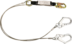 French Creek 482An 6' Vinyl Coated Shock Absorbing Dual Leg Wire Rope Lanyard With #74N Locking Snap One End, #69N (1 3/4" Opening) Snaps Other End