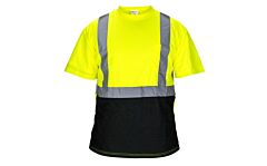 Sas Safety 690-1658 Black Bottom T-Shirt, Class 2 Yellow With 2" Reflective Tape, Size Medium