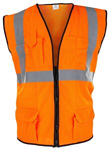 Sas Safety 692-2212 Surveyors Vest, Class 2 Orange With 2" Reflective Tape, Size 3X-Large