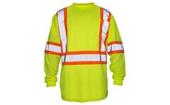 Sas Safety 690-1610 Long Sleeve T-Shirt, Class 2 Yellow With 2" Reflective Contrasting Trim, Size X-Large