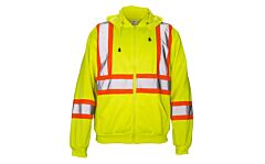 Sas Safety 690-1411 Hooded Sweatshirt, Class 2 Yellow With 2" Reflective Contrasting Trim, Size 2X-Large