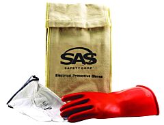 Sas Safety 6478 Hybrid Electric Service Glove Kit, Class 0 Gloves, Over Gloves & Canvas Storage Bag, Size Large
