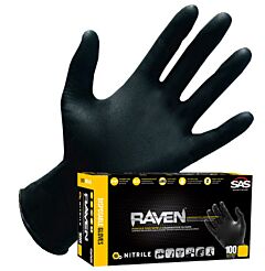 Sas Safety 66518 Raven Powder-Free Exam Grade Nitrile Gloves, Size Large