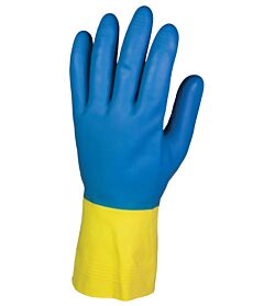 Kleenguard 38744 G80 Neoprene/Latex Chemical Gloves, Textured Fingertips, Size 10 (X-Large), Blue/Yellow, 1/Bag Of 12 Pairs