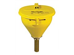 Justrite 08206 Large Steel Drum Funnel For Flammables, 813Mm Flame Arrester, Self-Closing Cover, 2" Drum Bung, Yellow