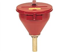 Justrite 08207 Large Steel Drum Funnel For Flammables W/6" Flame Arrester And Self-Closing Cover, 2" Drum Bung