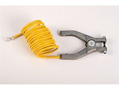 Justrite 08497 Antistatic Insulated Wire For Bonding/Grounding, With Hand Clamp And 1/4" Terminal, 10 Ft. Coiled