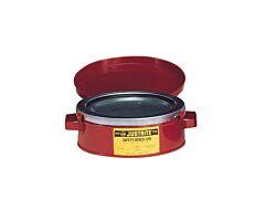 Justrite 10175 Bench Can To Clean Small Parts In Solvents, 1 Quart, Plated Steel Dasher, Hinged Cover, Steel, Red