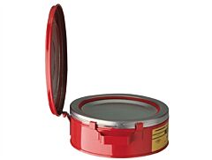 Justrite 10295 Bench Can To Clean Small Parts In Solvents, 2 Quart, Plated Steel Dasher, Hinged Cover, Steel, Red