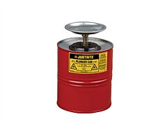 Justrite 10308 Plunger Dispensing Can, 1 Gallon, Perforated Pan Screen Serves As Flame Arrester, Steel, Red