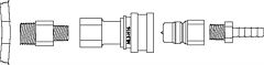 Justrite 12013 Fitting Disconnect Assembly, Stainless Steel, With Ptfe For 1/4" Id Tube, Installed