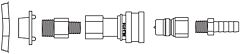 Justrite 12016 Fitting Disconnect Assembly, Stainless Steel, With Viton For 3/8" Id Tube, Installed