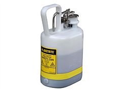 Justrite 12162 Oval Safety Can For Flammables, Stainless Steel Hardware, Flame Arrester, 1 Gallon, Self-Close Cap, Poly, White