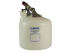 Justrite 12260 Safety Container For Corrosives/Acids, Stainless Steel Hardware, 2.5 Gallon, Self-Close Cap, Poly, White