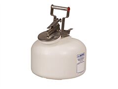 Justrite 12762 Safety Container For Corrosives/Acids, Wide-Mouth, Stainless Steel Hardware, 2 Gallon, Self-Close Cap, Poly, White