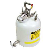 Justrite 12771 Disposal Can With Faucet, Quick-Disconnect, Stainless Steel Fittings For 3/8" Tubing, 5 Gallon, Poly, White