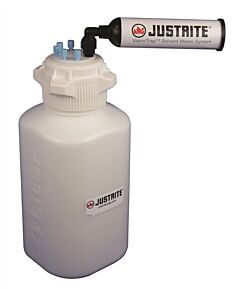 Justrite 12800 Vaportrap Carboy W/Filter Kit, 4L Hdpe, 83Mm Cap, 6 Ports 1/8" Od Tubing