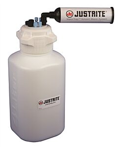 Justrite 12810 Vaportrap Carboy W/Filter Kit, 4L Hdpe, 83Mm Cap, 4 Ports 1/8" Od Tubing, 3 Ports 1/4" Od Tubing