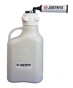 Justrite 12816 Vaportrap Cap W/Filter Kit, 5L Hdpe, 83Mm Cap, 4 Ports 1/8'' Od Tubing, 4 Ports 1/4" Od Tubing