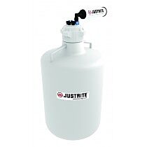 Justrite 12819 Vaportrap Carboy W/Filter Kit, 20L Rnd Hdpe, 83Mm Cap, 4 Ports 1/8'' Od Tubing, 4 Ports 1/4" Od Tubing