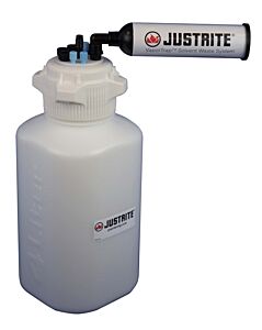 Justrite 12820 Vaportrap Carboy W/Filter Kit, 4L Hdpe, 83Mm Cap, 4 Ports 1/8" Od Tubing, 3 Ports 1/4" Od Tubing, 1 Port 1/4" Or 3/8" Hb