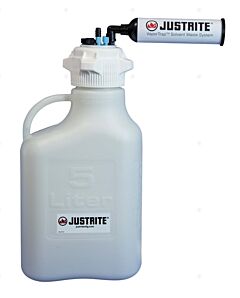 Justrite 12821 Vaportrap Carboy W/Filter Kit, 5L Hdpe, 83Mm Cap, 4 Ports 1/8" Od Tubing, 3 Ports 1/4" Od Tubing, 1 Port 1/4" Or 3/8" Hb