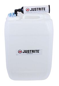 Justrite 12839 Vaportrap Un/Dot Carboy W/Filter Kit, 20L Hdpe, 70Mm Cap, 6 Ports 1/8" Od Tubing