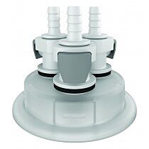 Justrite 12871 Adapter For Carboy Cap, 83Mm, With Three 1/4" Hose Barbs, Quick Connects