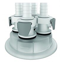 Justrite 12874 Adapter For Carboy Cap, 83Mm, With Four 3/8" Hose Barbs, Quick Connects