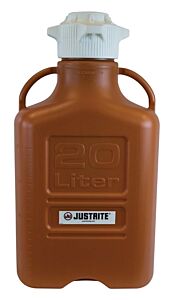 Justrite 12922 Carboy, 20L, High Density Polyethylene (Hdpe), Amber, 120Mm Cap
