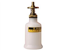 Justrite 14002 Dispensing Can, Nonmetallic, With Brass Dispenser Valves, 4 Ounce, Translucent Polyethylene, White