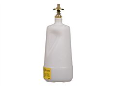 Justrite 14012 Dispensing Can, Nonmetallic, With Brass Dispenser Valves, 1 Quart, Translucent Polyethylene, White
