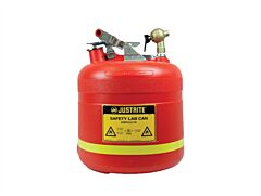 Justrite 14540 Dispensing Safety Can, Stainless Steel Hardware, 5 Gallon, Top Self-Close Brass Faucet, Flame Arrester, Poly, Red
