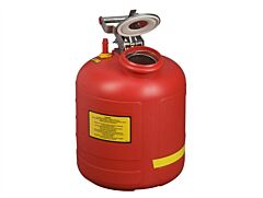 Justrite 14565 Safety Can For Liquid Disposal, Stainless Steel Hardware, 5 Gal, Built-In Fill Guage, Flame Arrester, Poly, Red