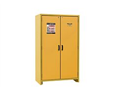 Justrite 22603 30-Minute En Flammable Safety Cabinet, Capacity 45 Gallon, Dims. 46"W, 3 Shelf, 2 Hybrid-Close Doors, Yellow