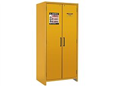 Justrite 22605 90-Minute En Flammable Safety Cabinet, Capacity 30 Gallon, Dims. 35"W, 3 Shelf, 2 Hybrid-Close Doors, Yellow