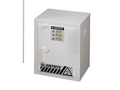 Justrite 24004 Countertop Corrosives/Acid Safety Cabinet, Capacity Six 2-1/2 Liter Bottles, 1 Door, Poly, White