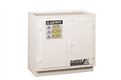 Justrite 24015 Freestanding Corrosives/Acid Safety Cabinet, Capacity Thirty-Six 2-1/2 Ltr Bottles, 2 Door, Poly, White