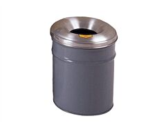 Justrite 26604G Cease-Fire Waste Receptacle, Safety Drum Can With Aluminum Head, 4.5 Gallon, Gray